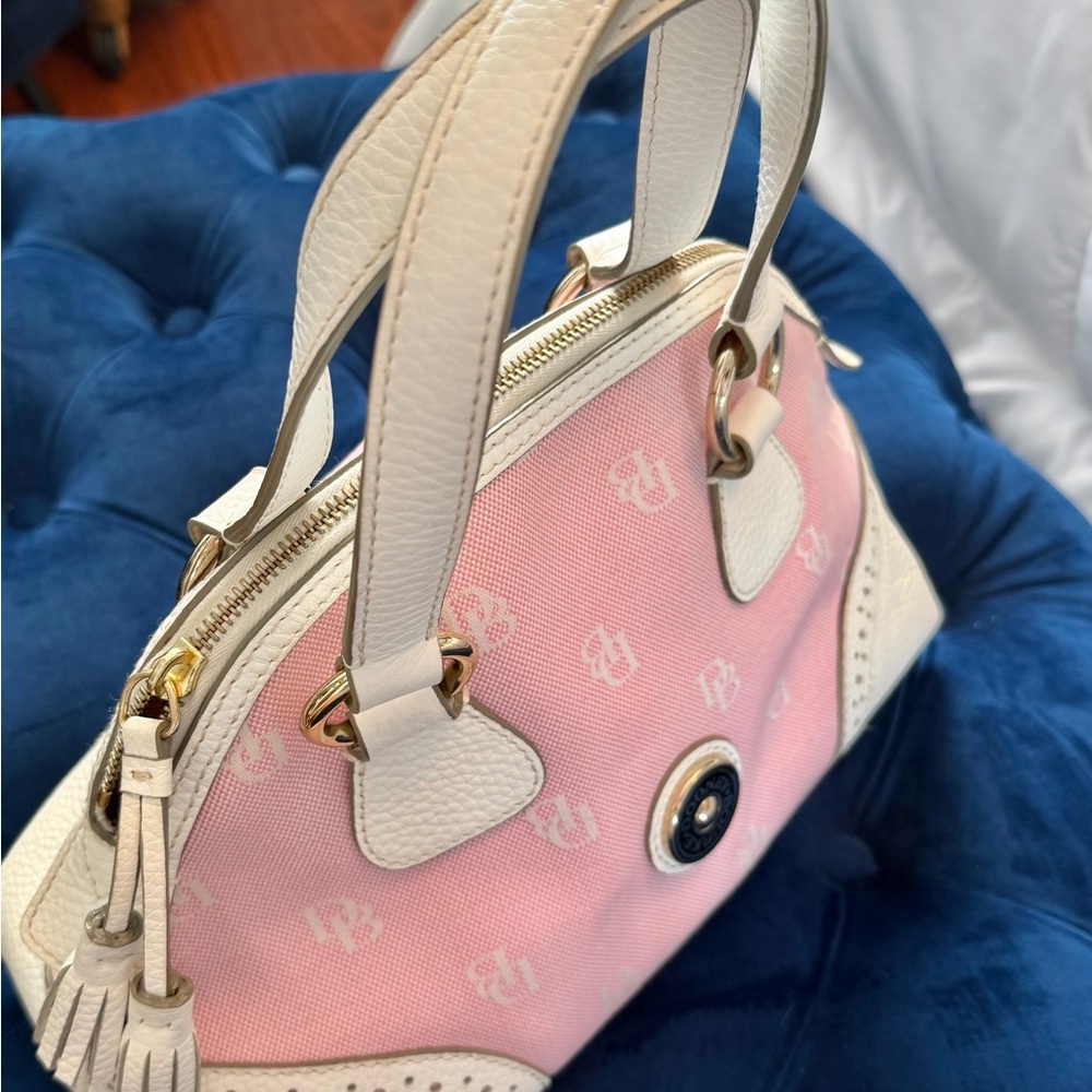 Dooney & Bourke Pink and White Satchel - Picture 3 of 7